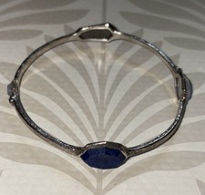Retired Silpada 925 Sterling Silver Chalcedony Lapis Starry Night Bangle 8.25” picture