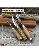 3-Piece Spoon Carving Tool Set for Beginners -Hook Sloyd Knife, 0.8'' Bent Gouge picture