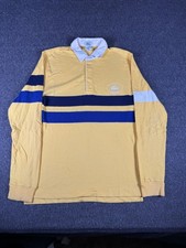 Vintage Izod Lacoste Shirt Boys XL Yellow Stripe Rugby Long Sleeve Made Japan picture
