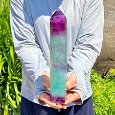 1.98LB Natural Fluorite Crystal Column Magic Wand Obelisk Point Earth Healing picture