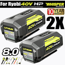 1-2PACK 8.0Ah Battery 40 Volt for Ryobi 40V Lithium-ion OP40602 Battery with LED picture