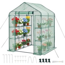 VEVOR Walk-in Greenhouse Portable Green House Outdoor 2 Tier 8 Shelves PE Cover picture