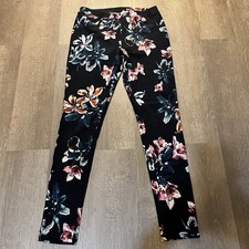 Lildy Black Moody Floral Print Jeggings | Sz S-M | Orchid Print picture