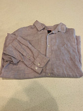 UNTUCKit Men's XL Regular Fit Purple/White Check Linen WR Long Sleeve Shirt picture