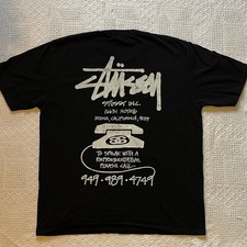 Authentic Stüssy Old Phone Graphic Tee in Black, Size L picture