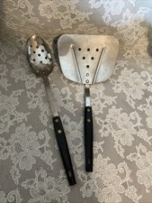 Vintage Stainless USA Flipper & Slotted Spoon Set Retro MCM picture