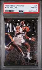 1998 Metal Universe Karl Malone #75 PSA 8 NM-MT Utah Jazz POP 4 picture