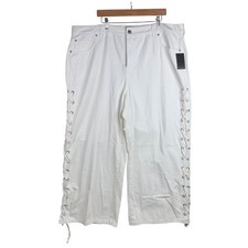 New Eloquii Lace Up Wide Leg Jeans size 20 White picture
