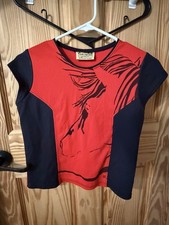 Equestrian Summer Top Red Black Horse picture