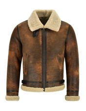 Mens B3 Sheepskin Jacket Dark Copper Viintage Real Shearling Fur Jacket Reagan picture