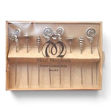 Metal Morphosis 8 Pewter Cocktail Picks Swirls picture