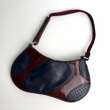 PRADA 2000 Vitello Drive Mini Handbag Blue Burgundy Patent Leather Authentic Y2K picture
