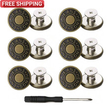 6 PCS Jeans Buttons No Sew Jean Button Replacement with Screwdriver 17mm picture