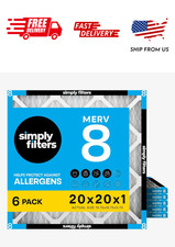 Simply Filters 20x20x1 MERV 8, MPR 600, AC Furnace HVAC Air Filter (6 Pack picture
