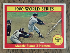 Mickey Mantle Slams 2 Homers 1961 Topps Baseball #307 Yankees VG CORNER CREASE picture