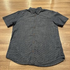 Prana Mens Button Up Shirt Blue Size XL Short Sleeve Geometric All Over Print picture