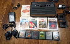 Atari 2600 Console Bundle with 2 Controllers Cables and Games Tested Works Great picture