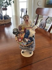 Vintage OOAK Artisan Peddler Doll 1:12 Miniature Basket Wares Folk Art Clay picture