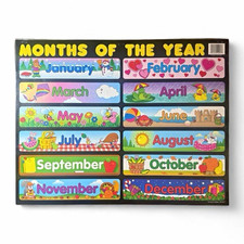 rare 90s-2000s vintage carson dellosa months of the year class wall board decor picture