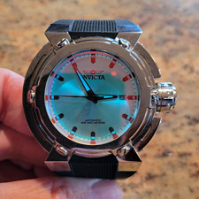 Invicta Men’s Automatic 300m Sport Watch Blue Dial Black Rubber Strap Date picture