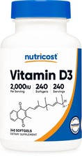 Nutricost Vitamin D3 2000 iu Softgels, 240 Softgels - Non-GMO & Gluten Free picture