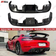 Carbon Fiber Rear Diffuser Bumper Lip Fits 2017-2025 Porsche 718 Cayman Boxster picture