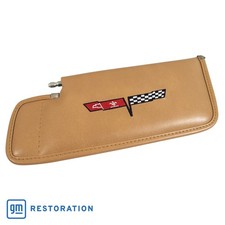 Sunvisor. Camel LH Telescopic W/Rod Embroidered W/Logo for 1981-1982 C3 Corvette picture