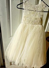 Miama Flower Girl Dress Girls Size 5 Ivory Lace Tulle Wedding Formal picture