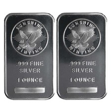 Lot of 2 - 1 Troy oz Sunshine Mint .999 Fine Silver Bar Mint Mark SI Sealed picture