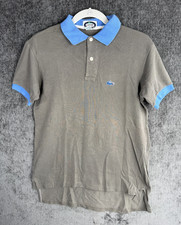 Vintage Izod Lacoste Polo Shirt Mens Medium Gray Blue Collar Alligator Logo 80s picture