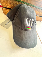 Balenciaga Black Adjustable Baseball Cap Size L Pride Rainbow Embroidered 