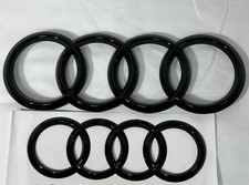AUDI 4Ring Front/Rear 273mmx192mm Emblems Gloss Black For A3,A4,A5,S3,S5 picture