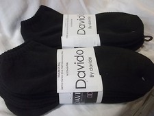 Davido Mens socks ankle low cut 100% cotton made in Italy black-8 pair size10-13 picture