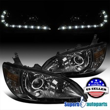 Fits 2004-2005 Honda Civic R8 Style Projector Head Lights Smoke Pair picture