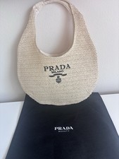 PRADA Beauty Paradigme Beige Raffia Tote Prada Milano Logo Beige w/dust Bag GWP picture