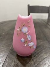 Fenton Rose Quartz Glass Vase Morning Glories Decoration 1980's - 4.5