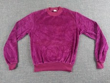 Vintage Retro 1970’s Fushia Velour Long Sleeve V Neck Shirt Size Small picture
