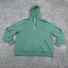 Threads 4 Thought Hoodie Womens 1X Green Pullover 1/4 Zip Pockets Fleece picture