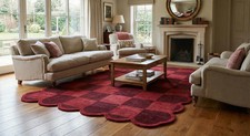 Hand-Tufted Wool Area Rug Plush Red Check Traditional Red Check Premium Wool Rug picture