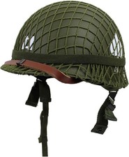 WWII US WW2 Army M1 Steel Pot Helmet Replica - Military Gear Uniform with Net Co picture