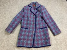 Vintage Welsh Woollens Coat Womens Medium Purple Tapestry Wool Eclipse Geometric picture