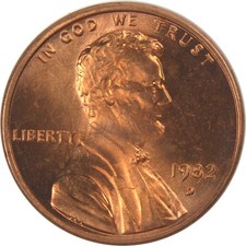 1982 D Small Date Lincoln Memorial 1c Copper-Plated Zinc Uncirculated picture
