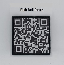 Rick Roll QR Code Funny Morale Meme Embroidered Hook & Loop Patch picture