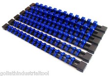 6 GOLIATH INDUSTRIAL ABS MOUNTABLE SOCKET RAIL HOLDER ORGANIZER BLUE 1/4 3/8 1/2 picture