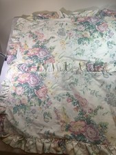 Vtg Laura Ashley Imogen Floral Ruffle King Pillow Shams Cream Cottagecore 2Pc picture