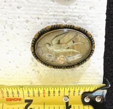EXQUISITE ANTIQUE LOVE & MOURNING DOMED BUBBLE GLASS VICTORIAN ERA BROOCH picture