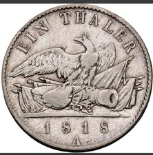 German States Prussia 1818-A thaler old silver coin  #5841 picture