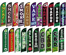 Smoke Shop Windless Full Sleeve Business Flags Vape Shop MJ Dispensary picture