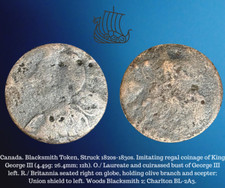 1820s-1830s Canada Blacksmith Token King George III BL-2A3 Britannia 1/2d Coin picture
