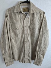 Wrangler Retro Pearl Snap Shirt Mens Size Medium Beige Western Long Sleeve Shirt picture